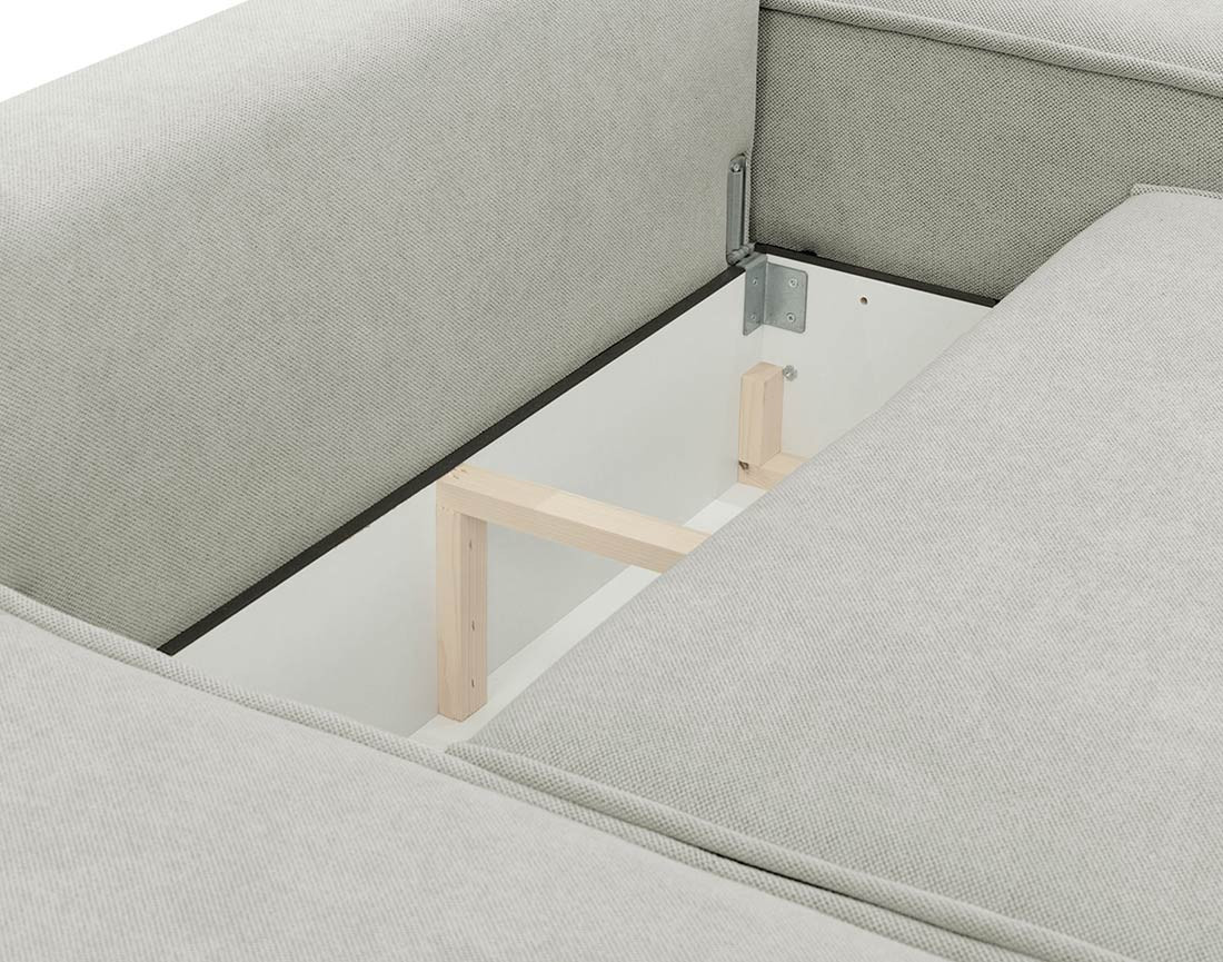 Canapé d'angle réversible 4 places convertible avec coffre en tissu texturé Enma