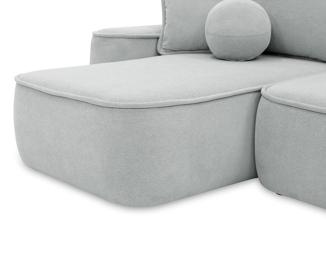 Canapé d'angle réversible 4 places convertible avec coffre en tissu texturé Enma