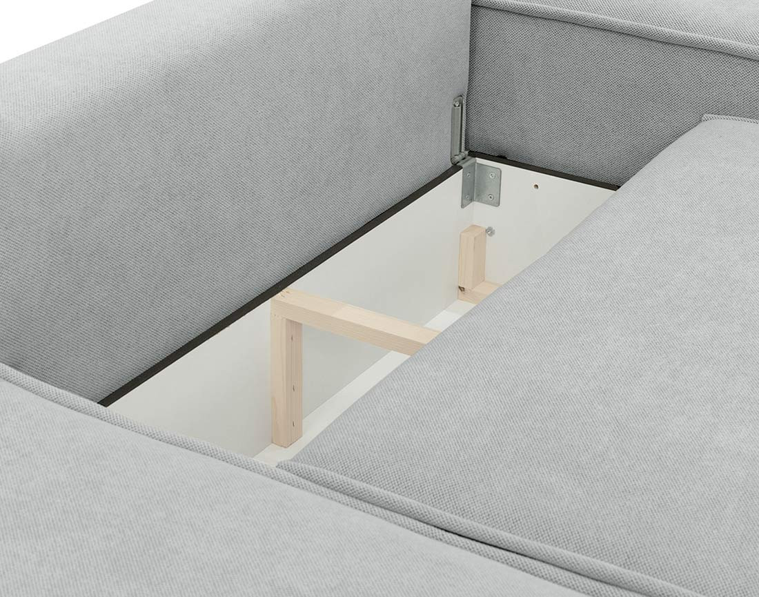 Canapé d'angle réversible 4 places convertible avec coffre en tissu texturé Enma