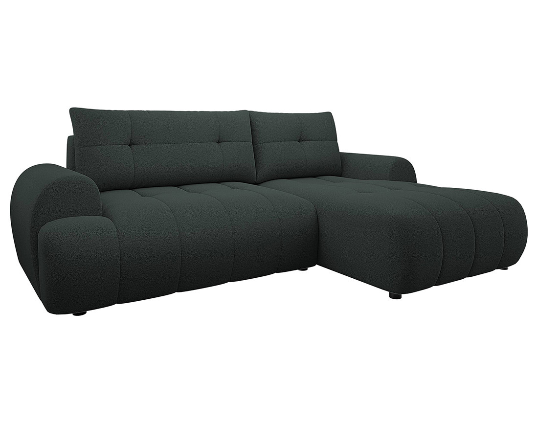 Canapé d'angle droit 4 places convertible avec coffre en tissu texturé Luzzio