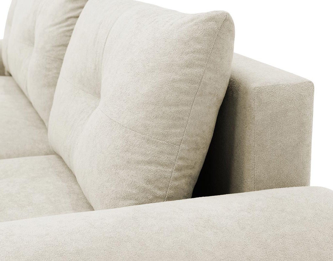 Canapé d'angle droit 4 places convertible avec coffre en tissu texturé Luzzio