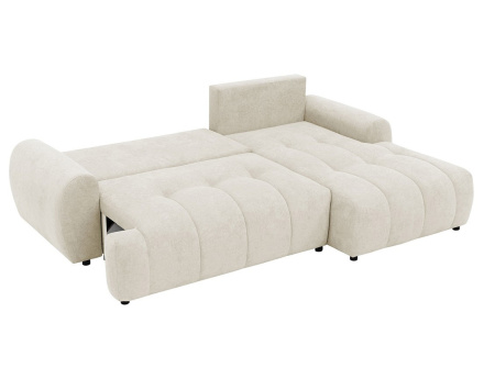 Canapé d'angle droit 4 places convertible avec coffre en tissu texturé Luzzio