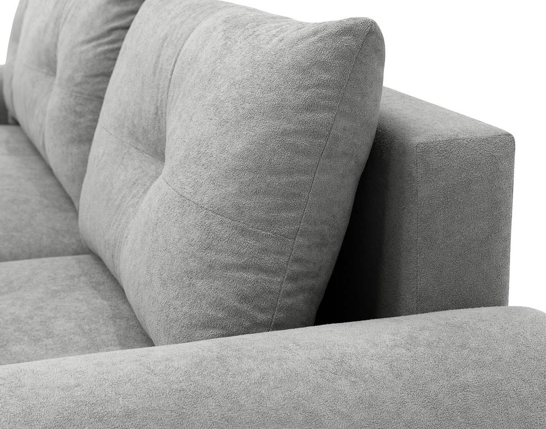Canapé d'angle droit 4 places convertible avec coffre en tissu texturé Luzzio