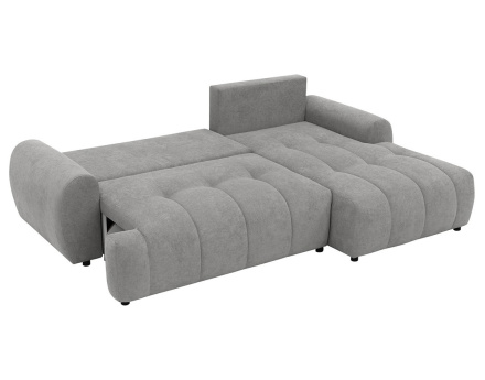 Canapé d'angle droit 4 places convertible avec coffre en tissu texturé Luzzio