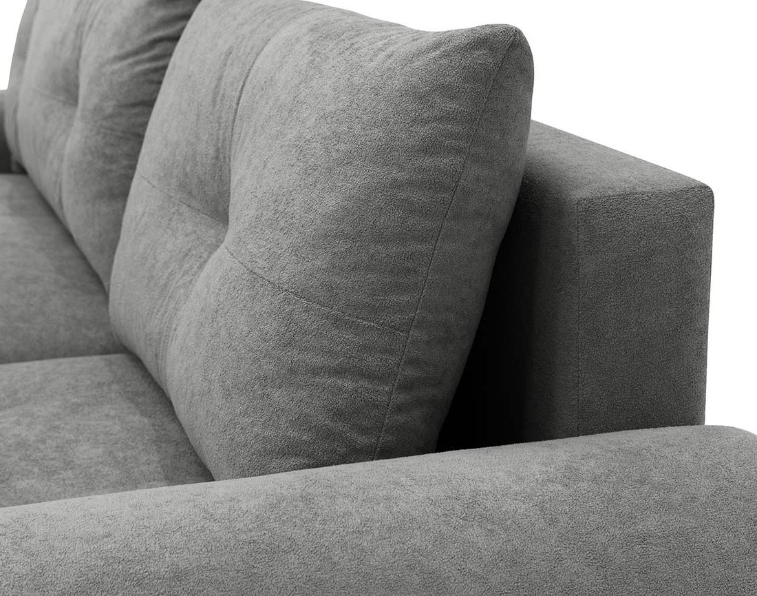 Canapé d'angle droit 4 places convertible avec coffre en tissu texturé Luzzio