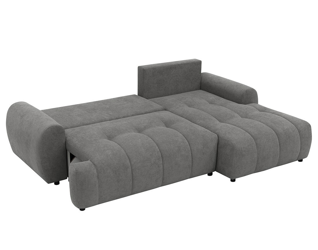 Canapé d'angle droit 4 places convertible avec coffre en tissu texturé Luzzio