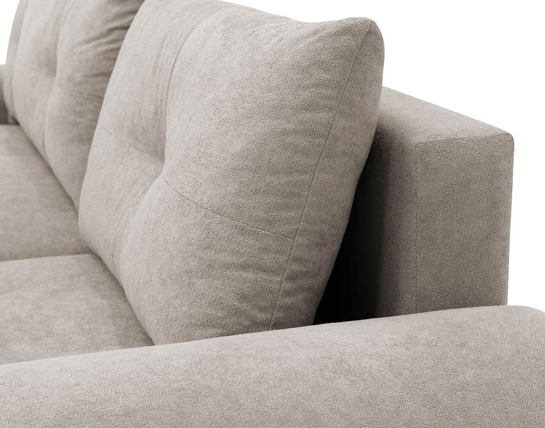 Canapé d'angle droit 4 places convertible avec coffre en tissu texturé Luzzio