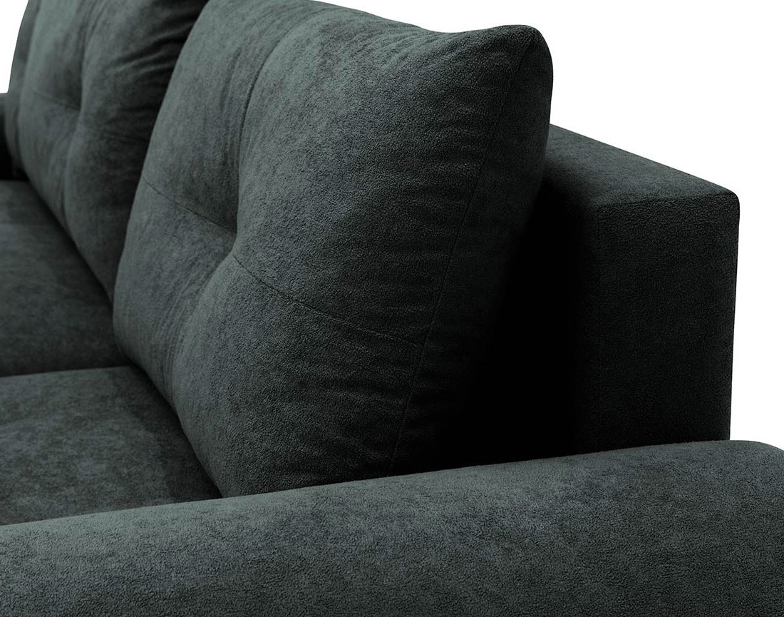 Canapé d'angle droit 4 places convertible avec coffre en tissu texturé Luzzio