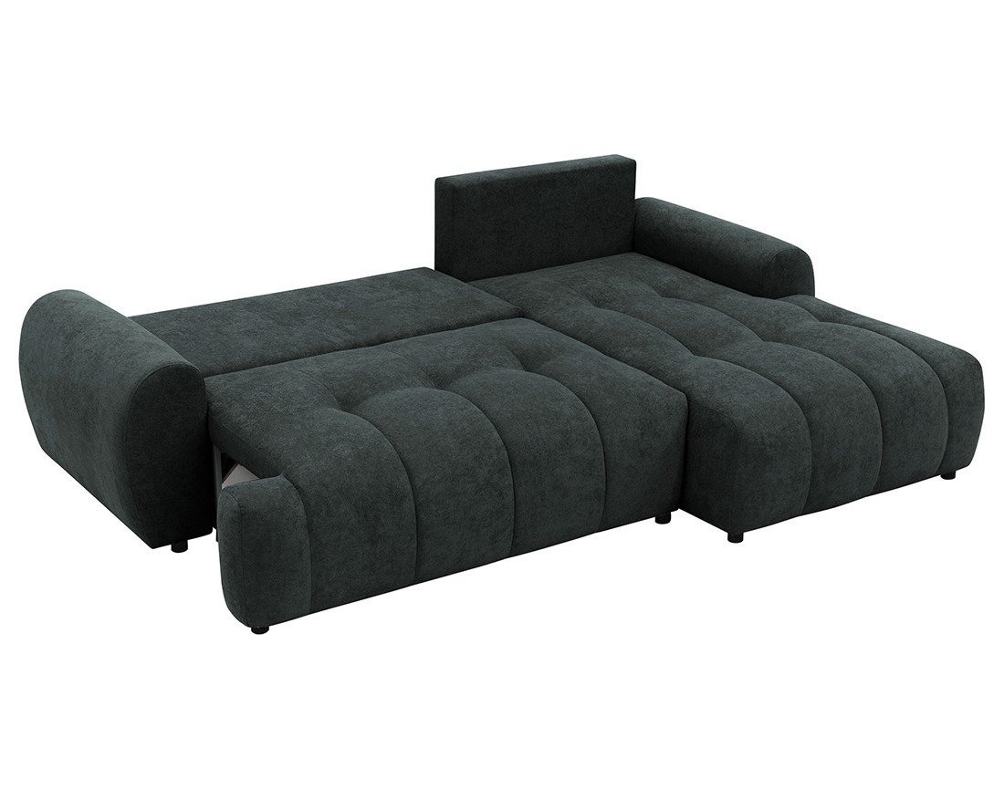 Canapé d'angle droit 4 places convertible avec coffre en tissu texturé Luzzio