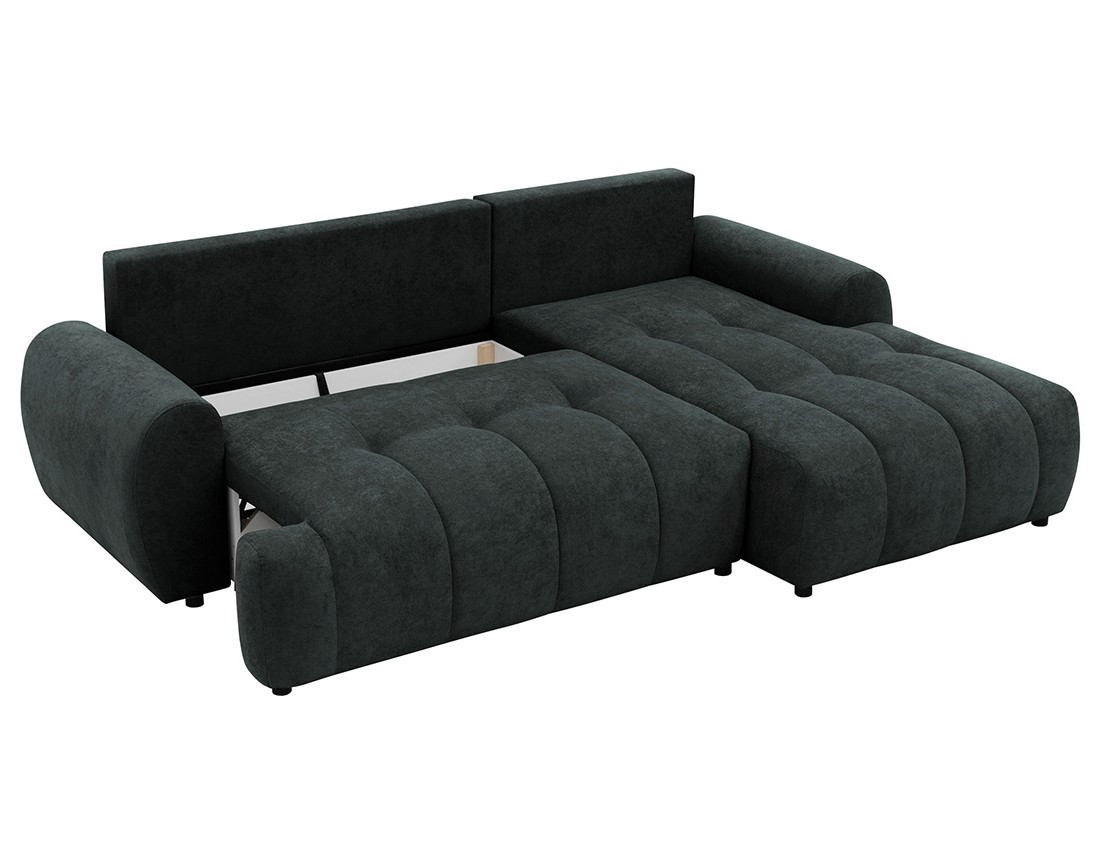 Canapé d'angle droit 4 places convertible avec coffre en tissu texturé Luzzio