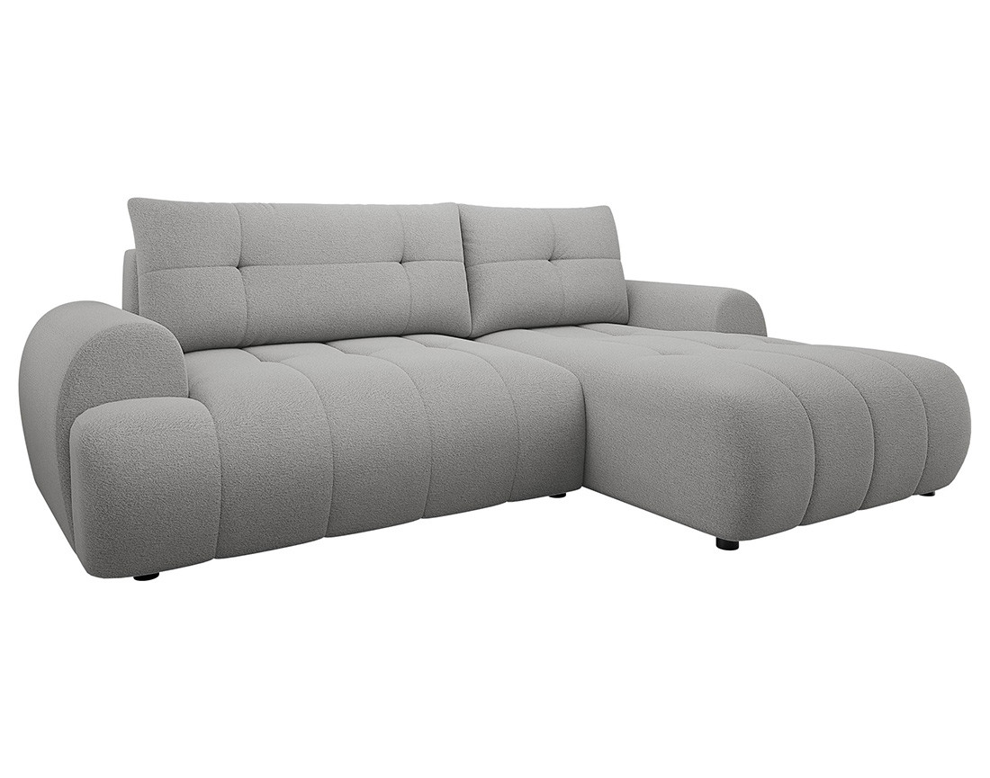 Canapé d'angle droit 4 places convertible avec coffre en tissu texturé Luzzio