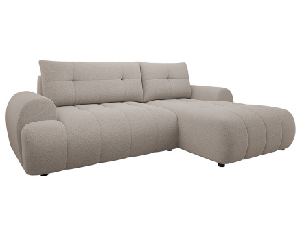 Canapé d'angle droit 4 places convertible avec coffre en tissu texturé Luzzio