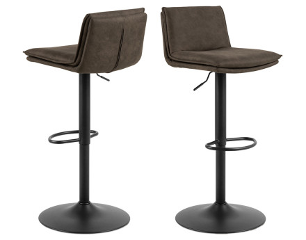 Alora - lot de 2 tabourets - ajustables et pivotants - en tissu texturé et suédine - gris anthracite