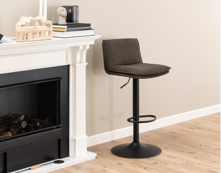 Alora - lot de 2 tabourets - ajustables et pivotants - en tissu texturé et suédine - gris anthracite