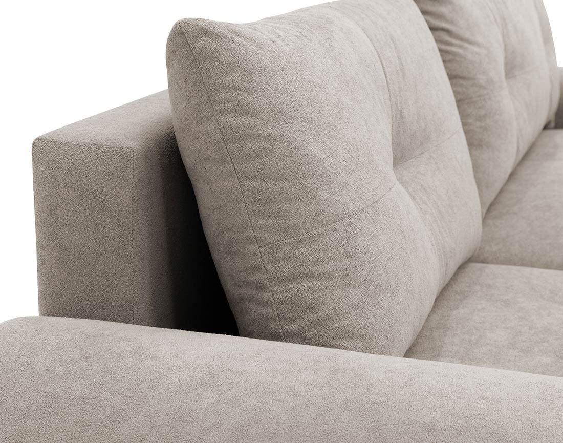 Canapé d'angle gauche 4 places convertible avec coffre en tissu texturé Luzzio