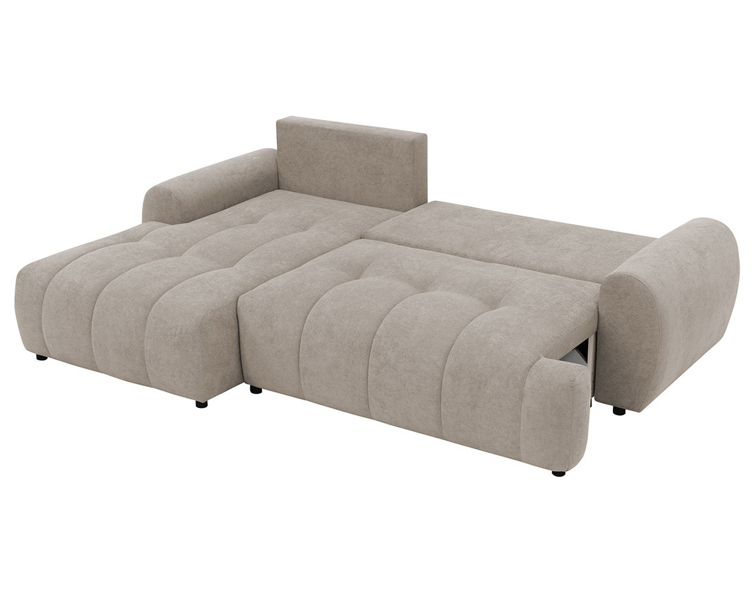 Canapé d'angle gauche 4 places convertible avec coffre en tissu texturé Luzzio