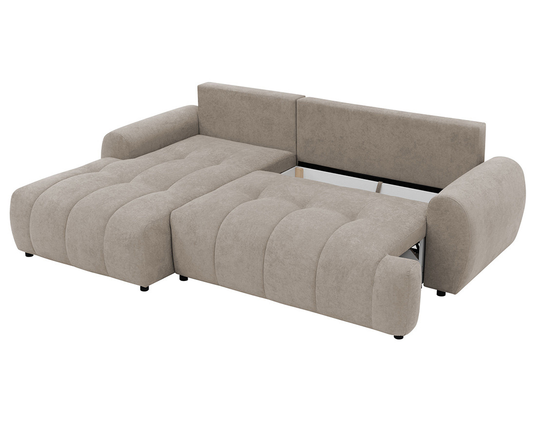 Canapé d'angle gauche 4 places convertible avec coffre en tissu texturé Luzzio