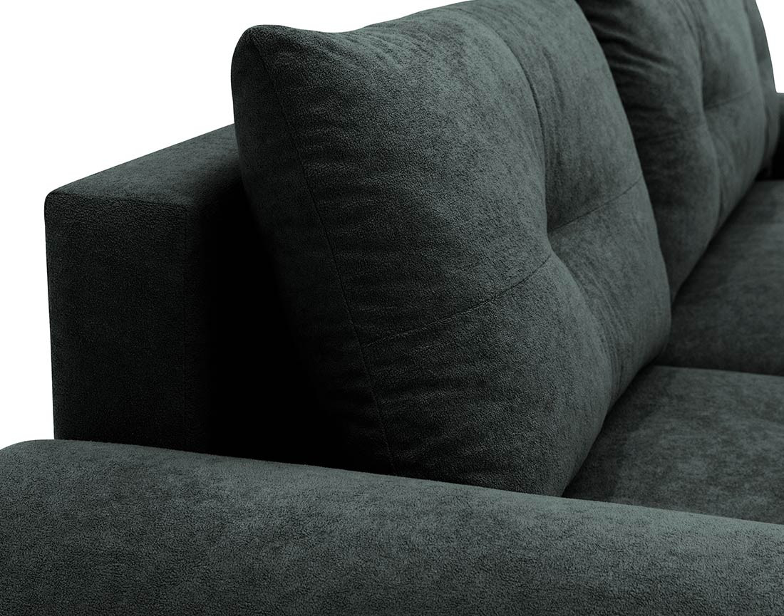 Canapé d'angle gauche 4 places convertible avec coffre en tissu texturé Luzzio