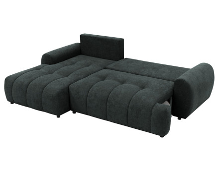 Canapé d'angle gauche 4 places convertible avec coffre en tissu texturé Luzzio