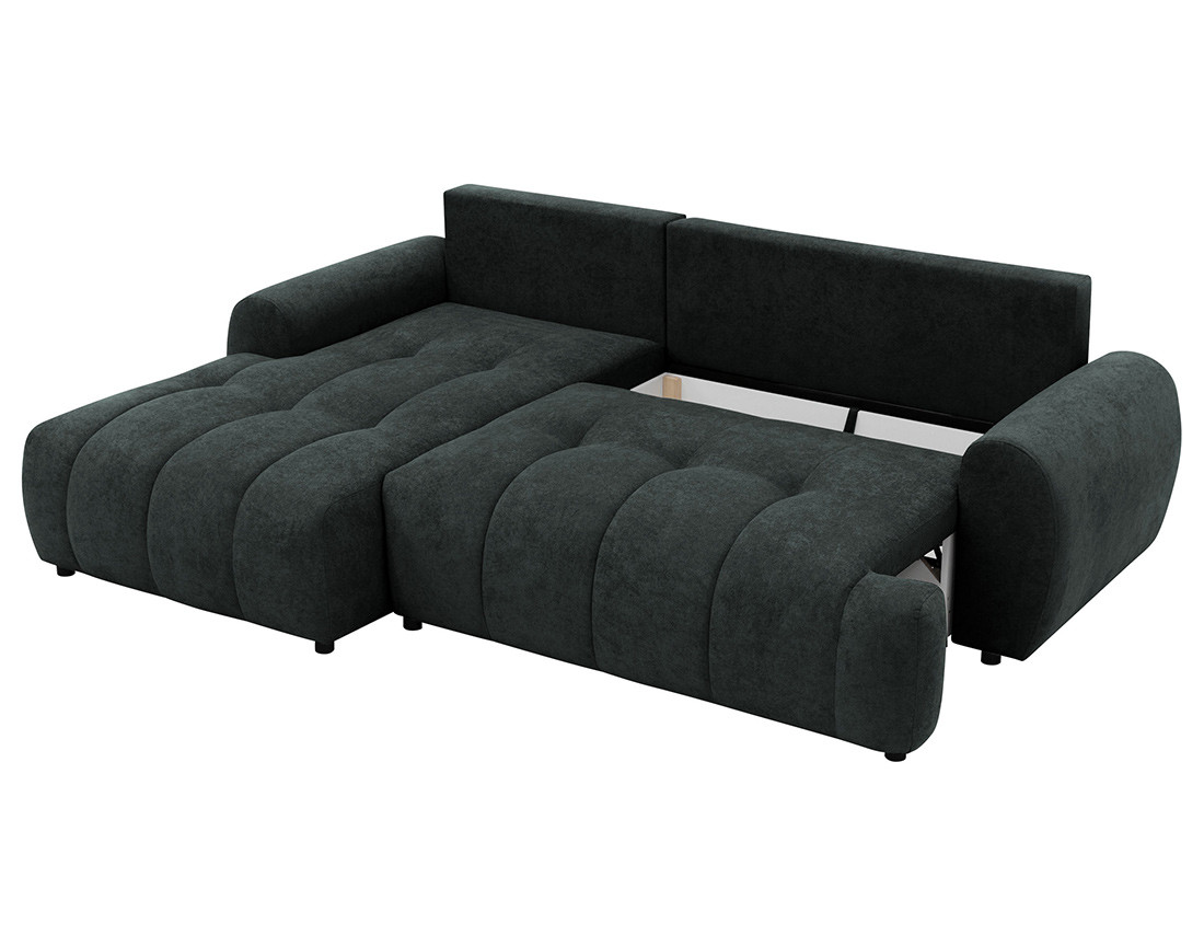 Canapé d'angle gauche 4 places convertible avec coffre en tissu texturé Luzzio