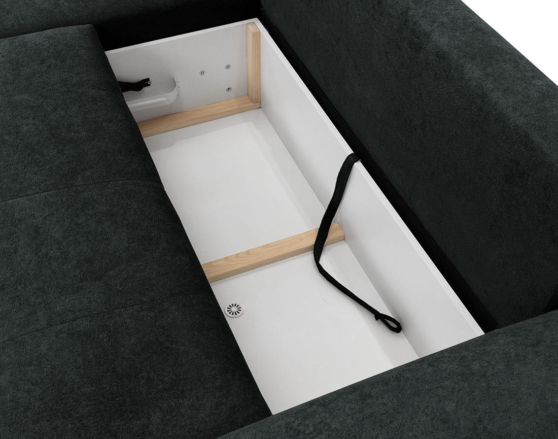 Canapé d'angle gauche 4 places convertible avec coffre en tissu texturé Luzzio