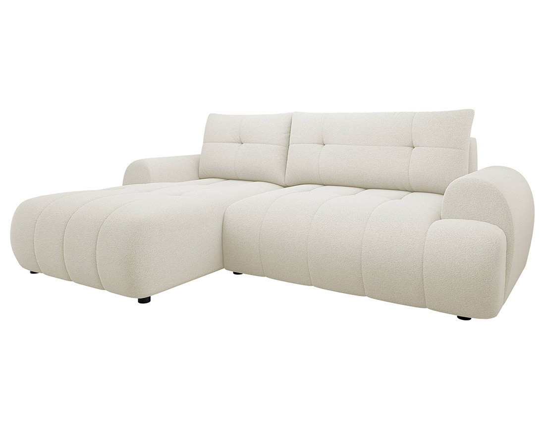 Canapé d'angle gauche 4 places convertible avec coffre en tissu texturé Luzzio