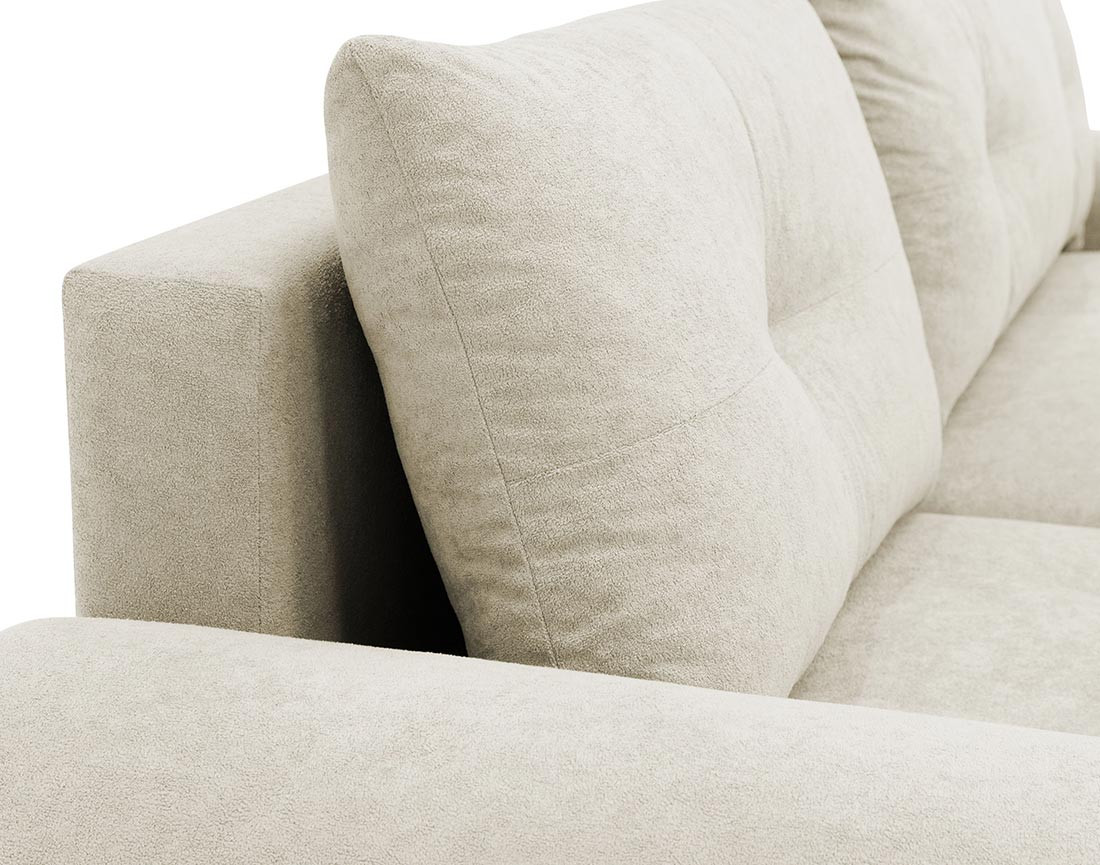 Canapé d'angle gauche 4 places convertible avec coffre en tissu texturé Luzzio