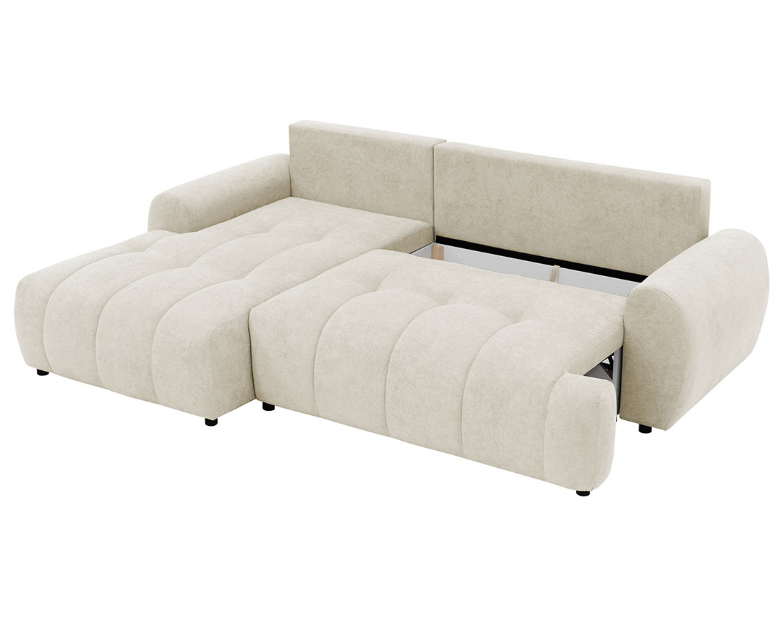 Canapé d'angle gauche 4 places convertible avec coffre en tissu texturé Luzzio
