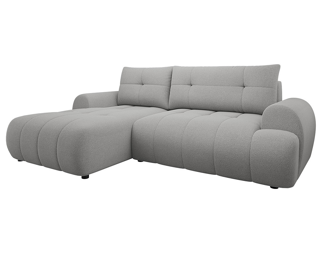Canapé d'angle gauche 4 places convertible avec coffre en tissu texturé Luzzio