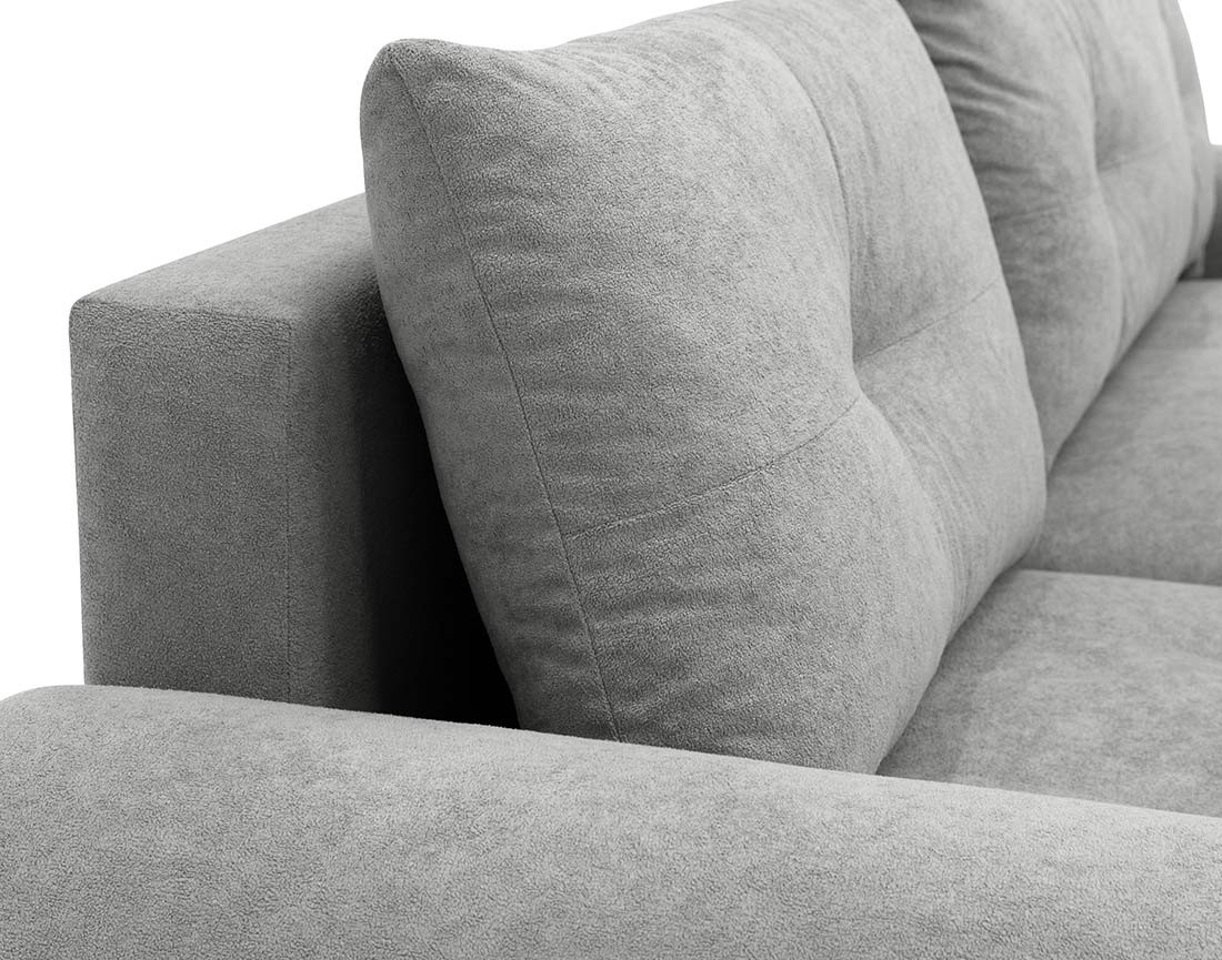 Canapé d'angle gauche 4 places convertible avec coffre en tissu texturé Luzzio