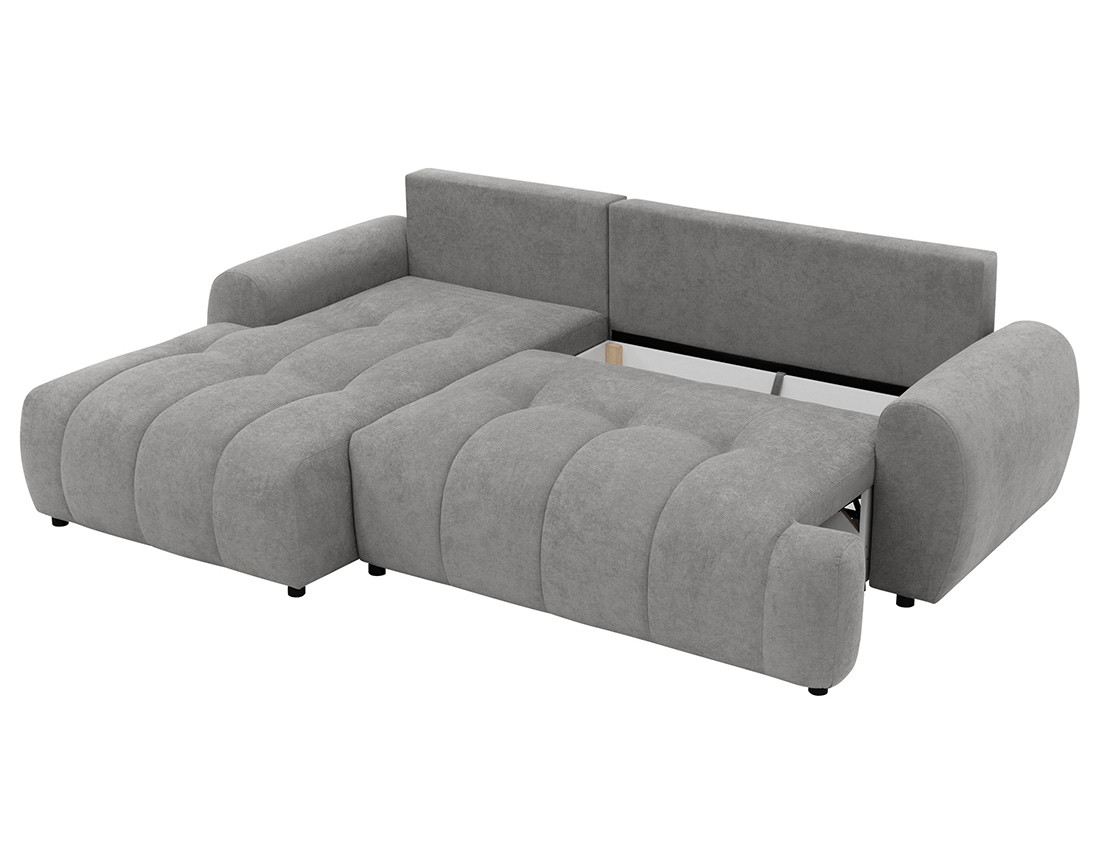 Canapé d'angle gauche 4 places convertible avec coffre en tissu texturé Luzzio