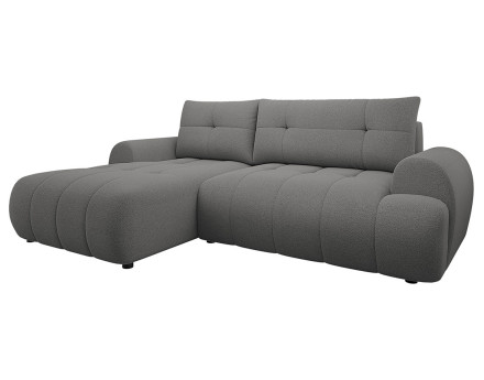 Canapé d'angle gauche 4 places convertible avec coffre en tissu texturé Luzzio