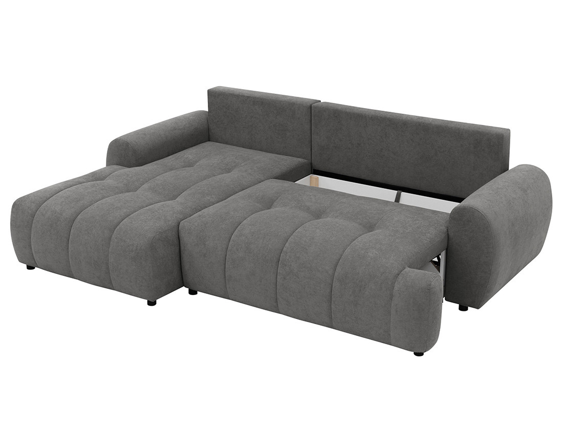 Canapé d'angle gauche 4 places convertible avec coffre en tissu texturé Luzzio