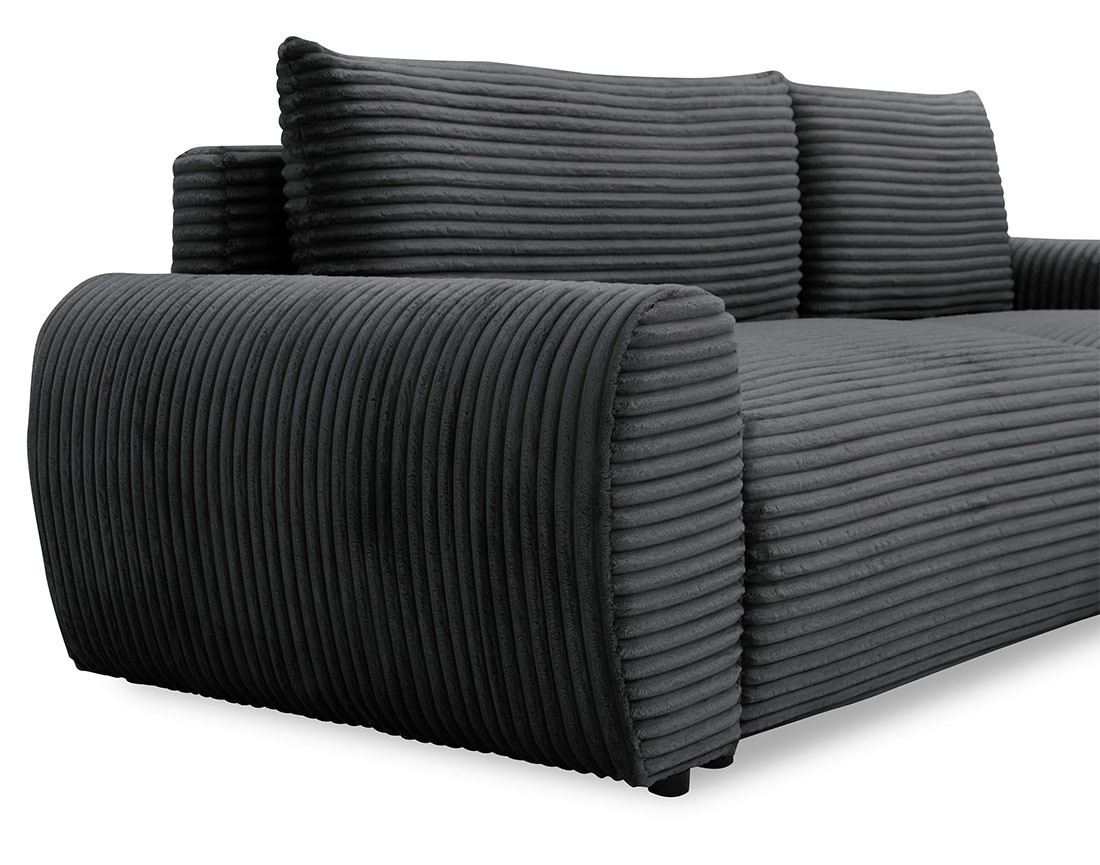 Canapé d'angle droit 4 places convertible avec coffre en velours côtelé grosses côtes Silvano