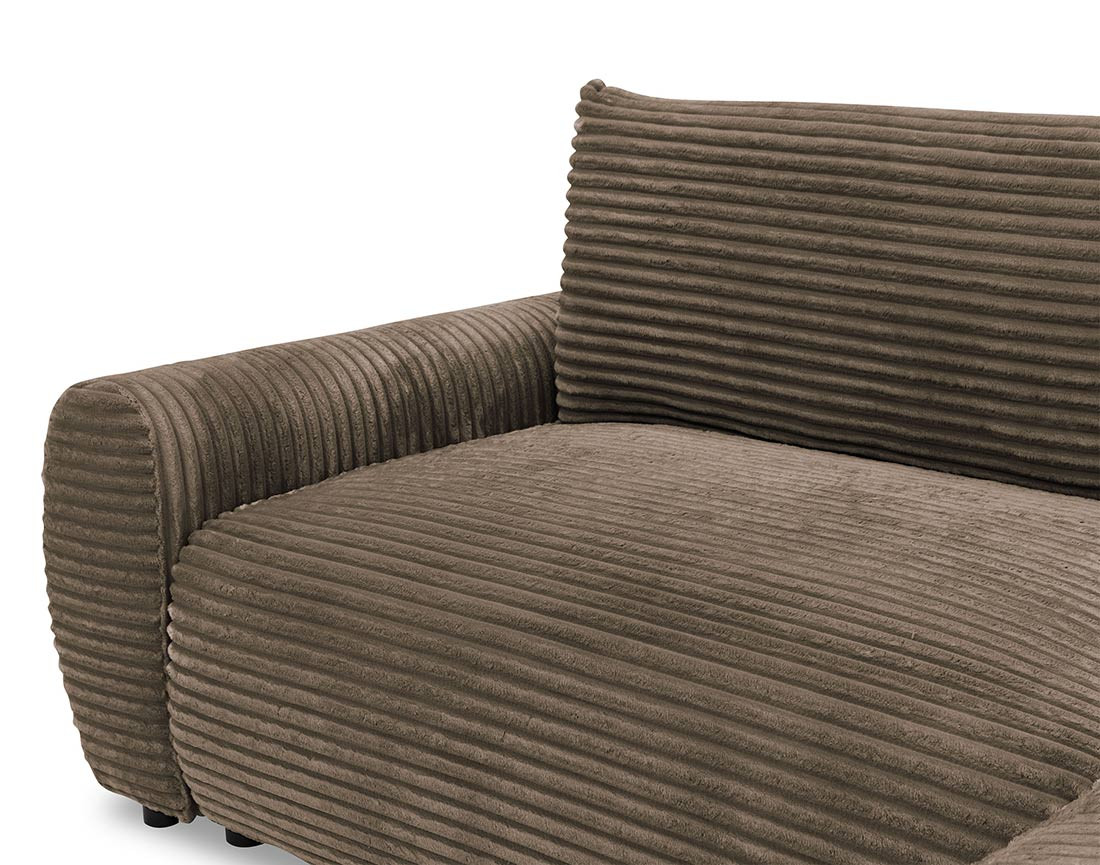 Canapé d'angle droit 4 places convertible avec coffre en velours côtelé grosses côtes Silvano