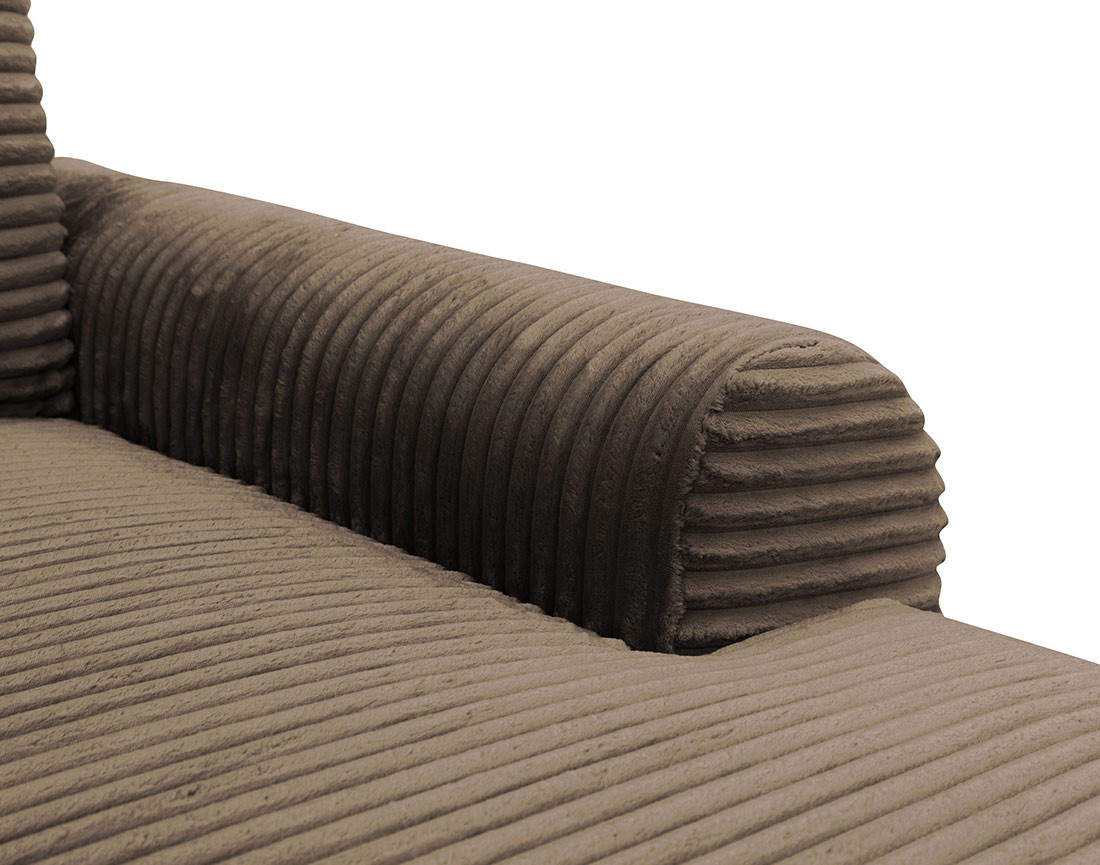 Canapé d'angle droit 4 places convertible avec coffre en velours côtelé grosses côtes Silvano