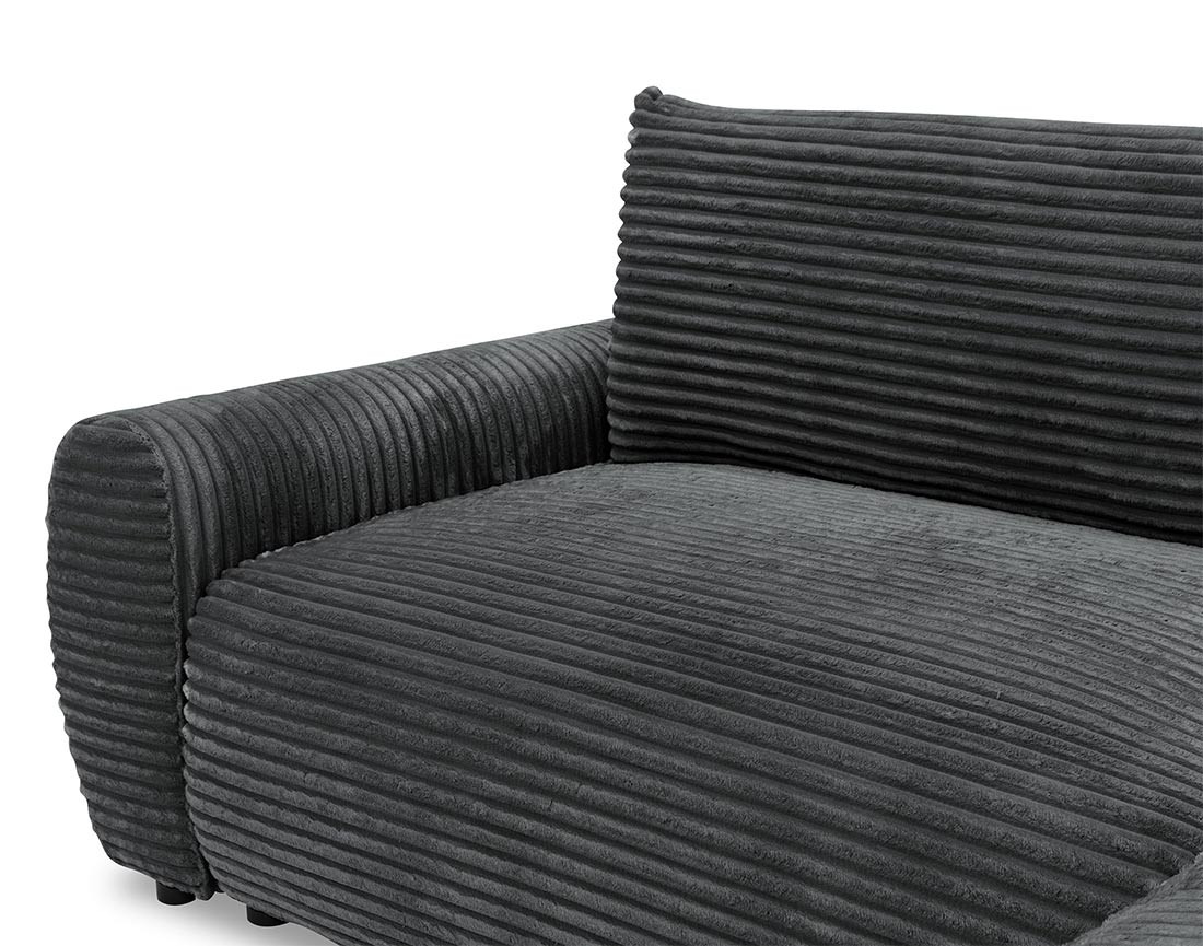 Canapé d'angle droit 4 places convertible avec coffre en velours côtelé grosses côtes Silvano