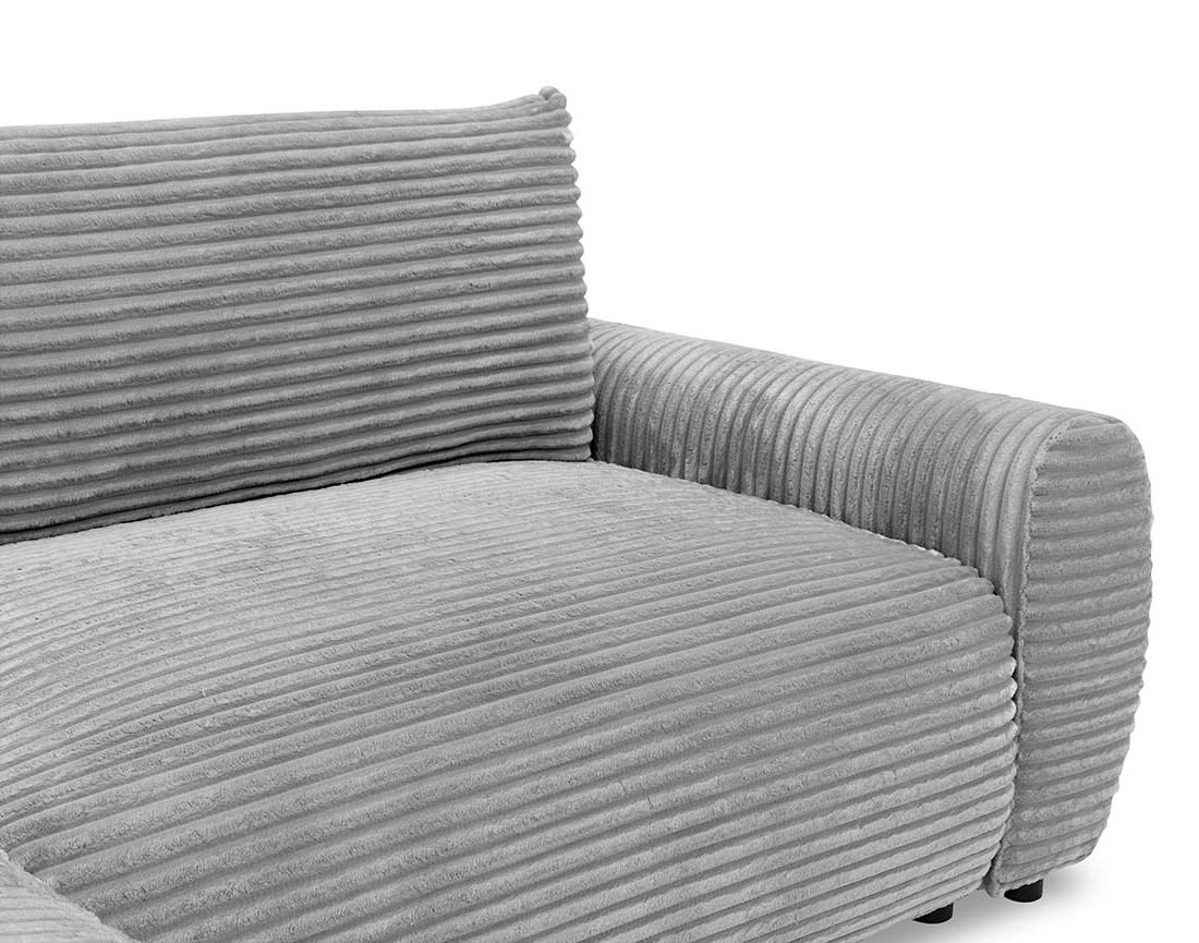 Canapé d'angle gauche 4 places convertible avec coffre en velours côtelé grosses côtes Silvano