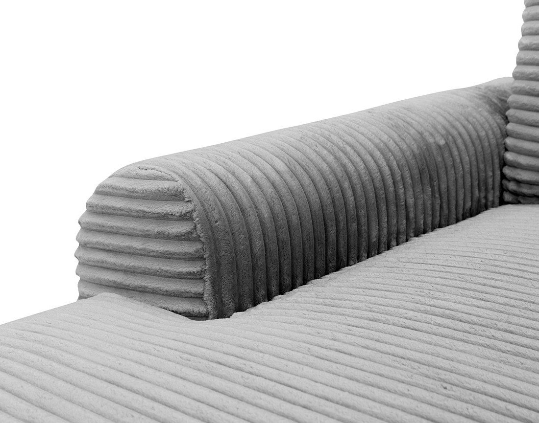 Canapé d'angle gauche 4 places convertible avec coffre en velours côtelé grosses côtes Silvano