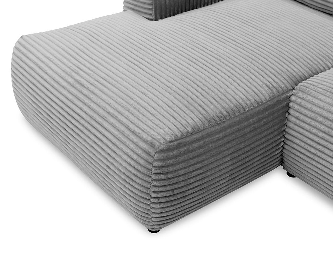 Canapé d'angle gauche 4 places convertible avec coffre en velours côtelé grosses côtes Silvano