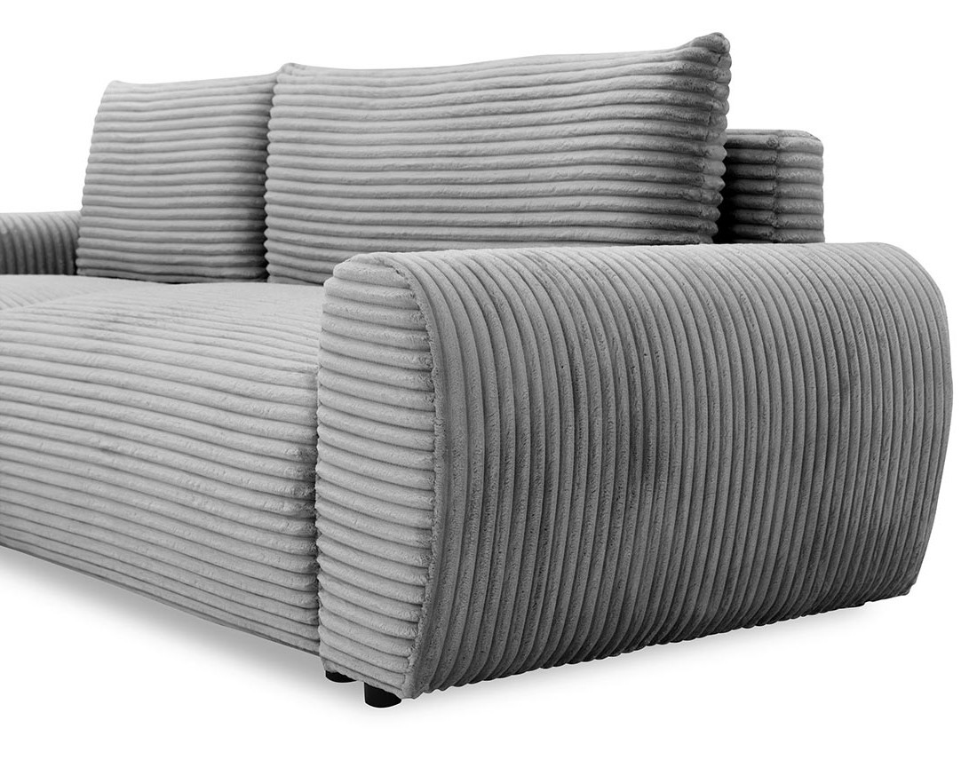 Canapé d'angle gauche 4 places convertible avec coffre en velours côtelé grosses côtes Silvano