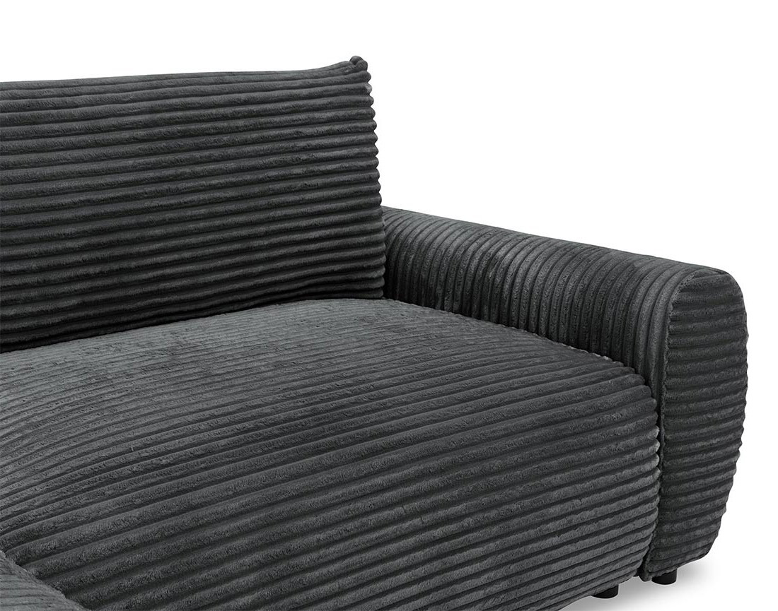 Canapé d'angle gauche 4 places convertible avec coffre en velours côtelé grosses côtes Silvano