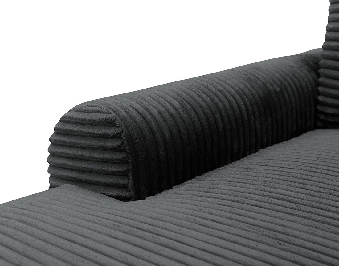 Canapé d'angle gauche 4 places convertible avec coffre en velours côtelé grosses côtes Silvano