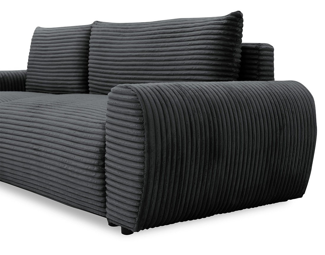 Canapé d'angle gauche 4 places convertible avec coffre en velours côtelé grosses côtes Silvano