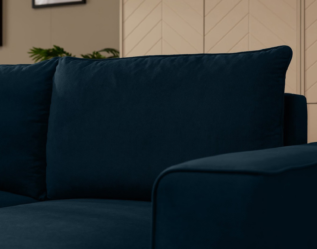 Canapé d'angle droit 4 places convertible avec coffre en tissu texturé Aurelia