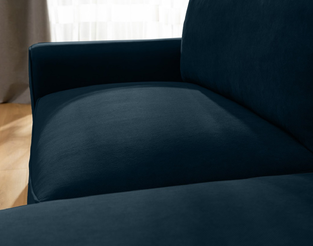 Canapé d'angle droit 4 places convertible avec coffre en tissu texturé Aurelia