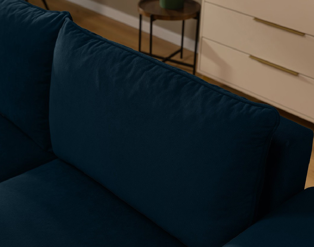 Canapé d'angle droit 4 places convertible avec coffre en tissu texturé Aurelia