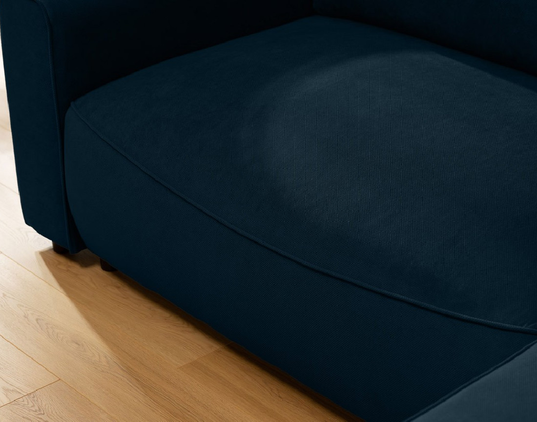 Canapé d'angle droit 4 places convertible avec coffre en tissu texturé Aurelia