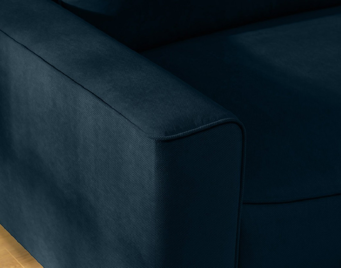 Canapé d'angle droit 4 places convertible avec coffre en tissu texturé Aurelia
