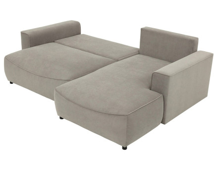 Canapé d'angle droit 4 places convertible avec coffre en tissu texturé Aurelia